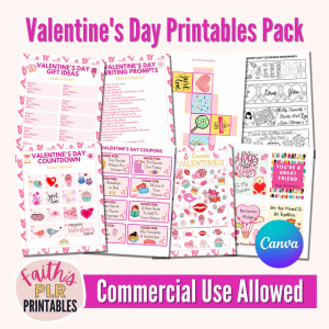 Valentine's Day Printables Pack Canva Templates