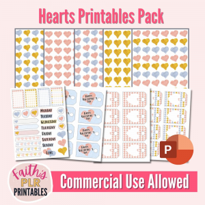 Hearts Printables Pack PLR
