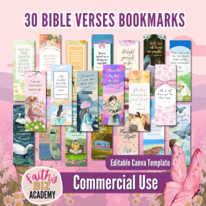 30 Bible Verse Bookmarks Canva Templates