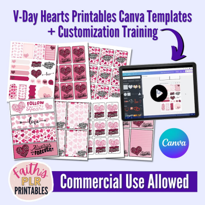 V-Day Hearts Printables Canva Templates and Customization Training
