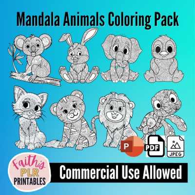 Mandala Animals Coloring Pack PLR