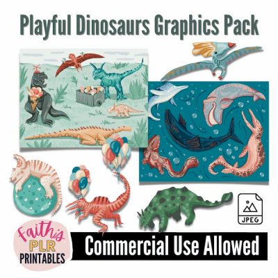 Playful Dinosaurs Graphics Pack PLR