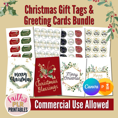 Christmas Gift Tags & Greeting Cards PLR Bundle