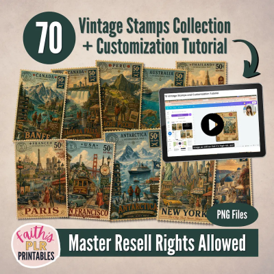 70 Vintage Travel Stamp Collection