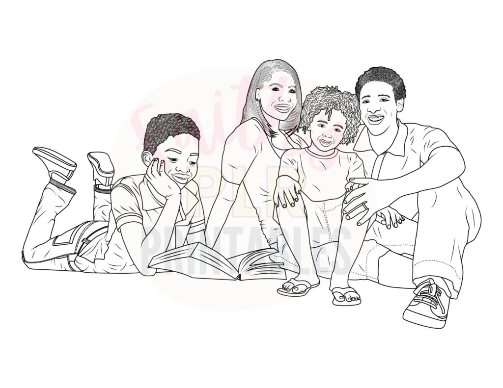 happy families coloring page extended license b5