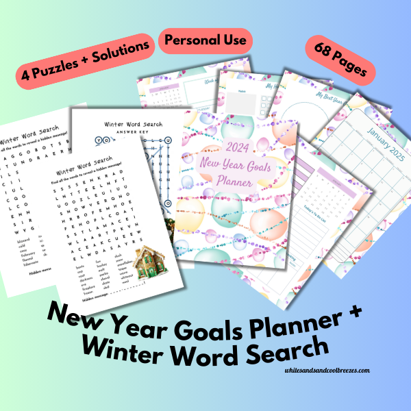 New Year Goals Planner + Winter Word Search