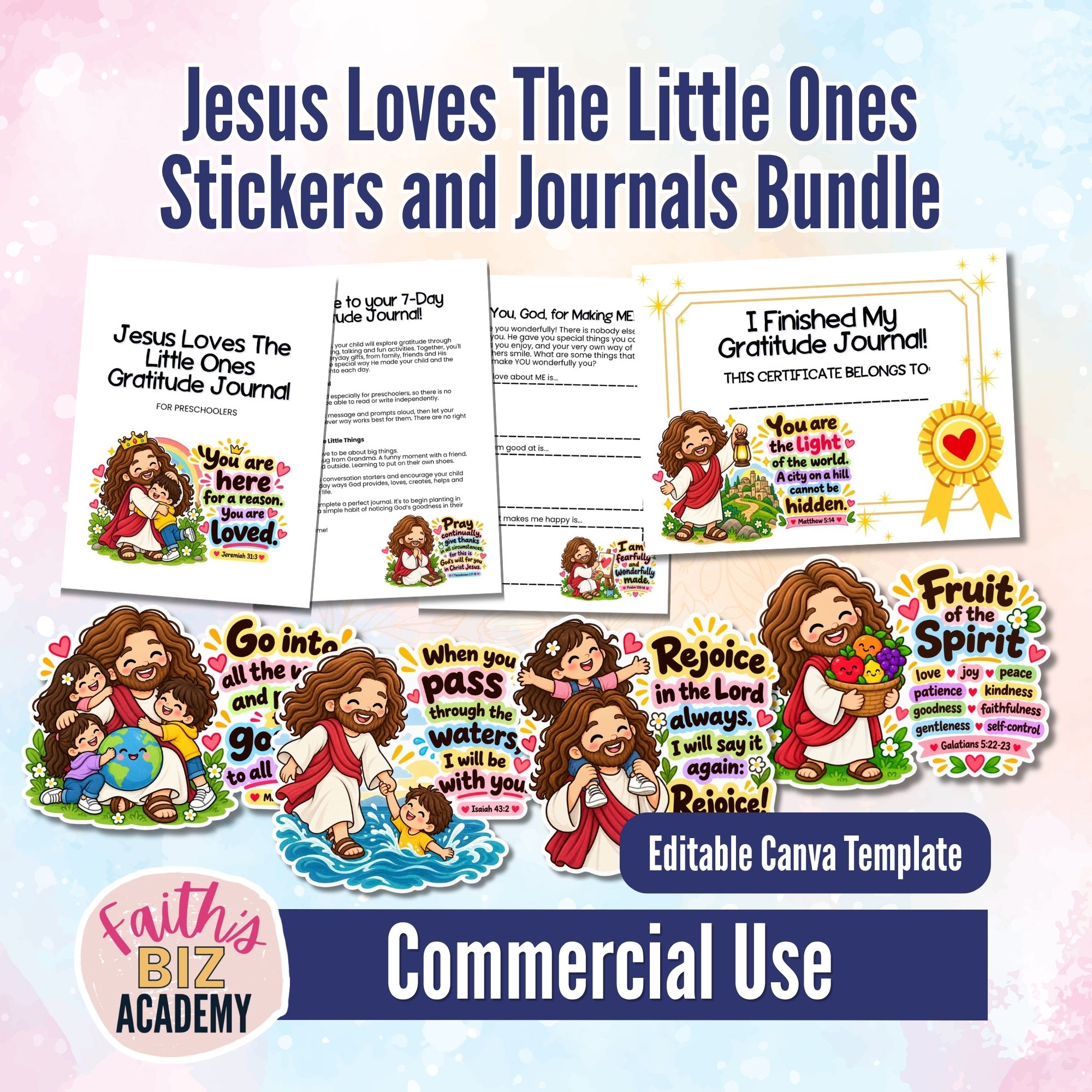 Jesus loves the little ones stickers and journals templates bundle
