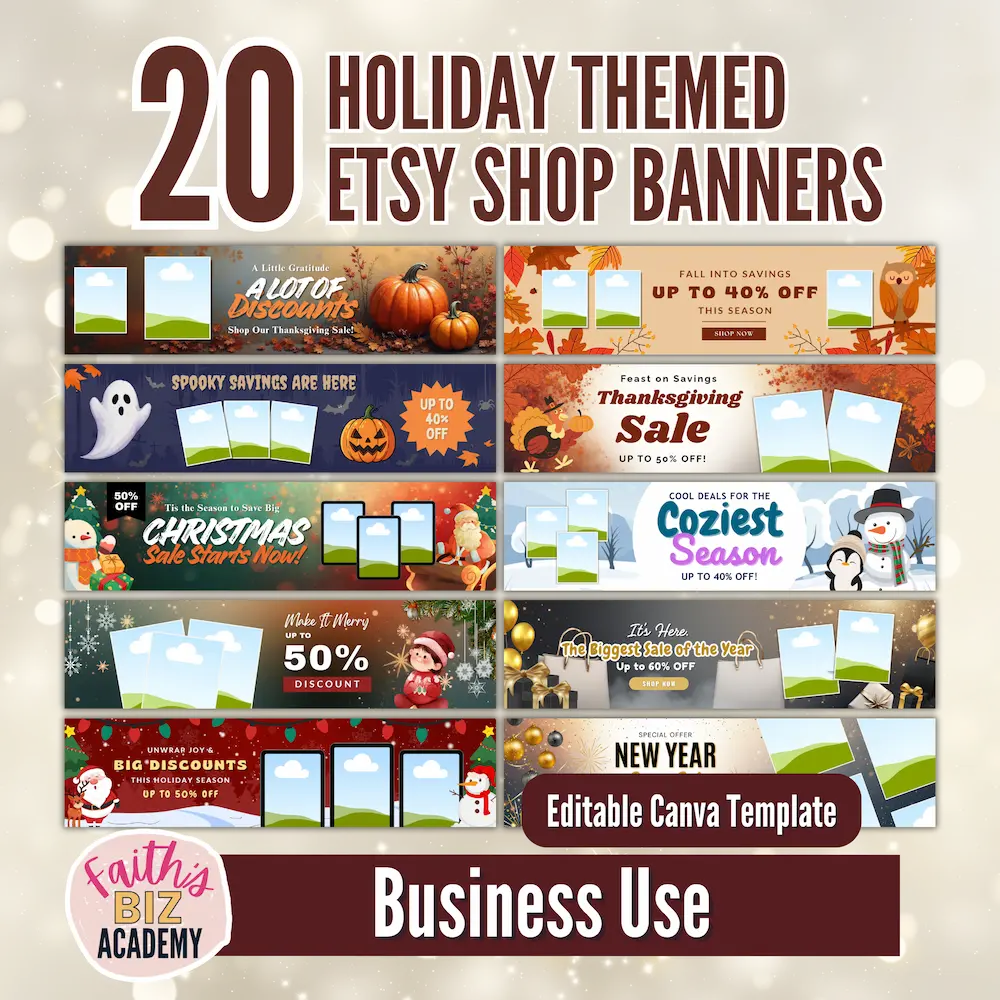 20 Holiday Themed Etsy Shop Banner Templates Banner